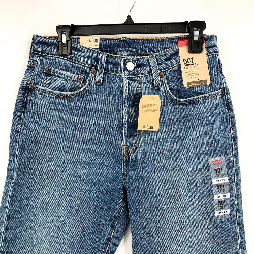 LEVI'S Womens 501 Crop Jeans 28x26 Size 6 (New) Blue It's True 362000324 NWT