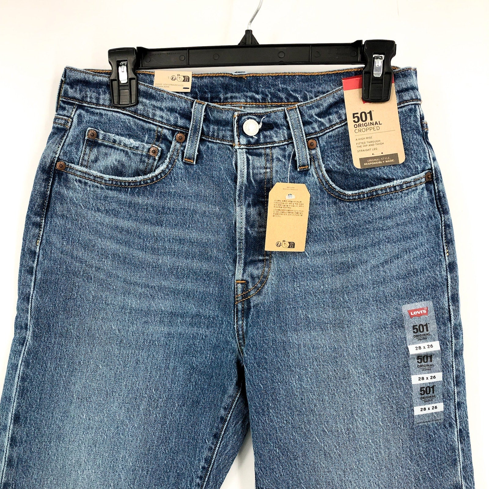 LEVI'S Womens 501 Crop Jeans 28x26 Size 6 (New) Blue It's True 362000324 NWT