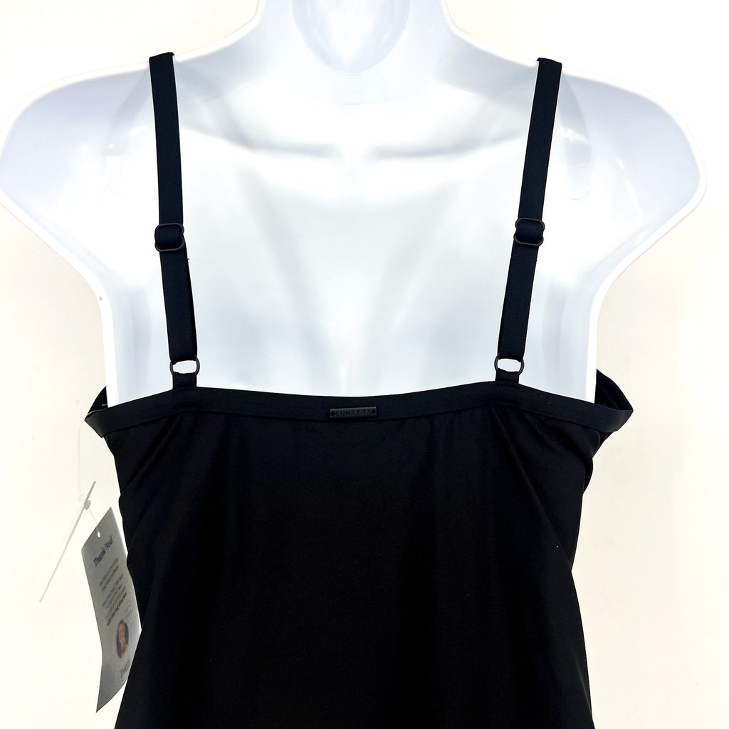 SUNSETS Women's Forever Tankini Top Size 36D/38C Black Twist Front NWT