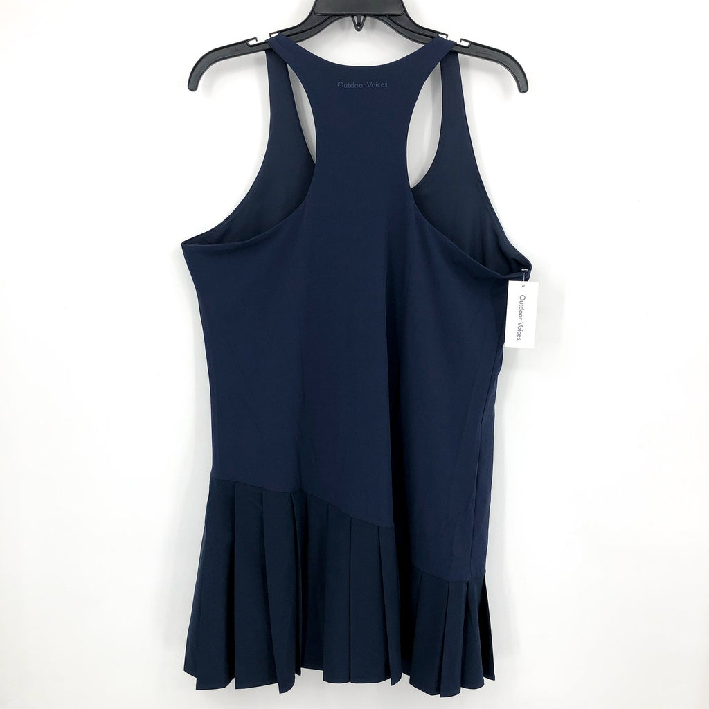 OUTDOOR VOICES Ace Tennis Dress Medium Navy Blue Pleat Athletic Racerback NWT