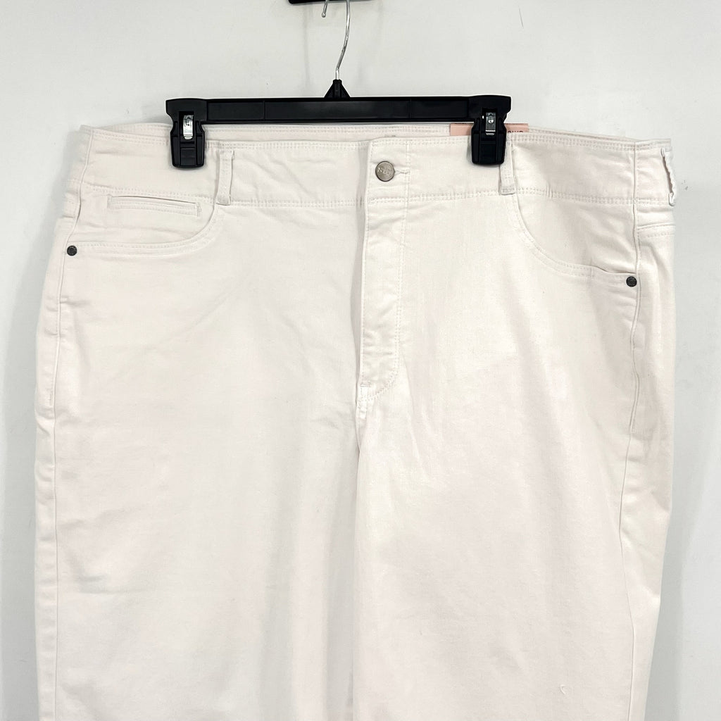 NYDJ Womens Cool Embrace Wide Leg Crop Jeans 18W PETITE Optic White NWT