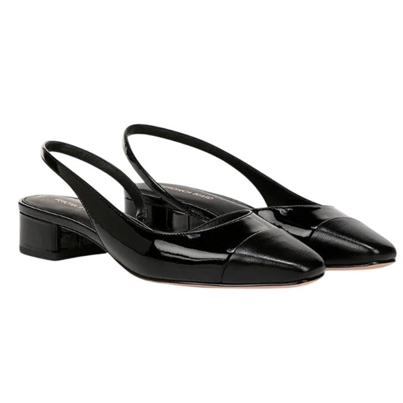 Veronica Beard Womens Cecile Cap Toe Slingback Heels Size 8 M Black Leather NIB