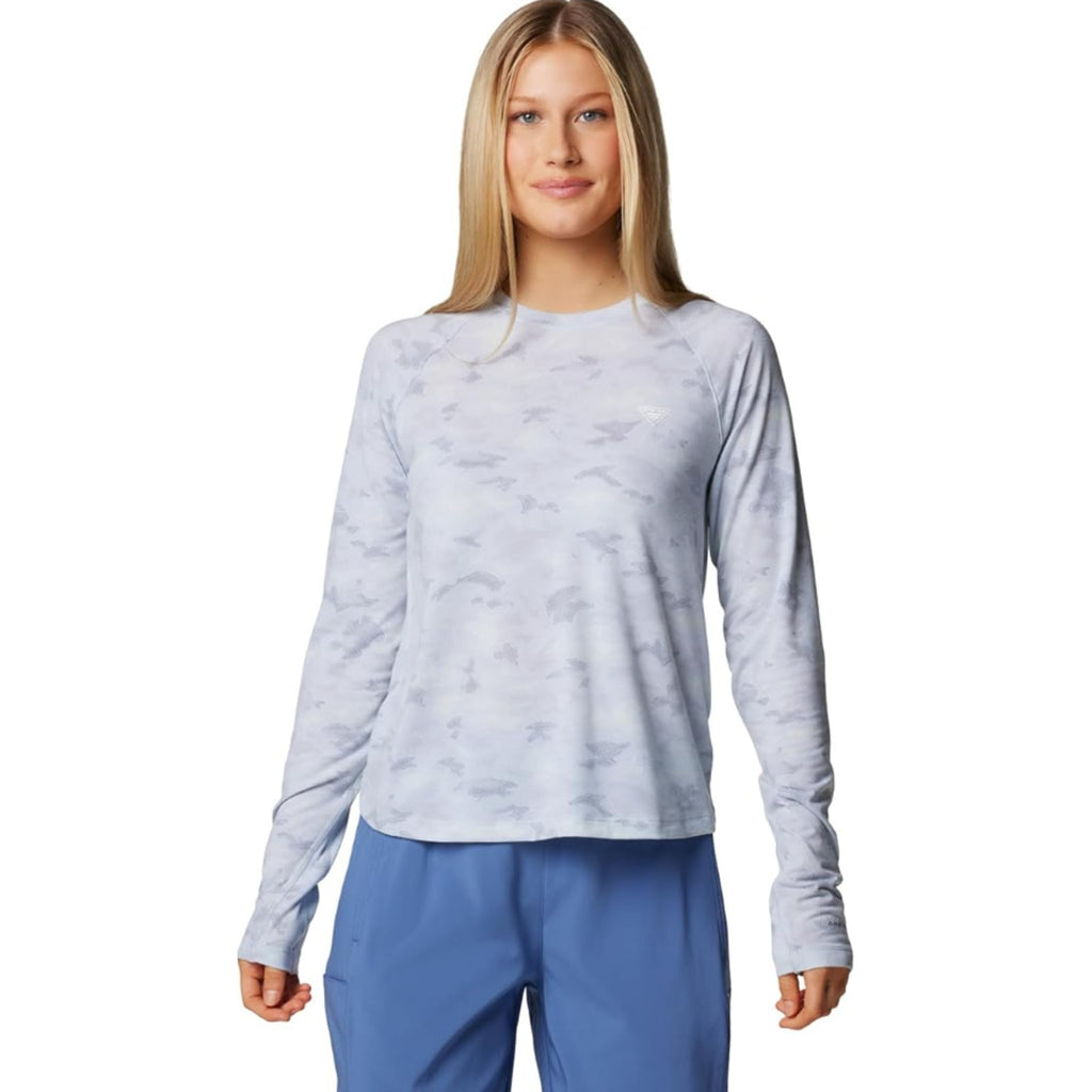 COLUMBIA PFG Womens Uncharted Knit Long Sleeve T-Shirt XS Cirrus Grey Waters NWT