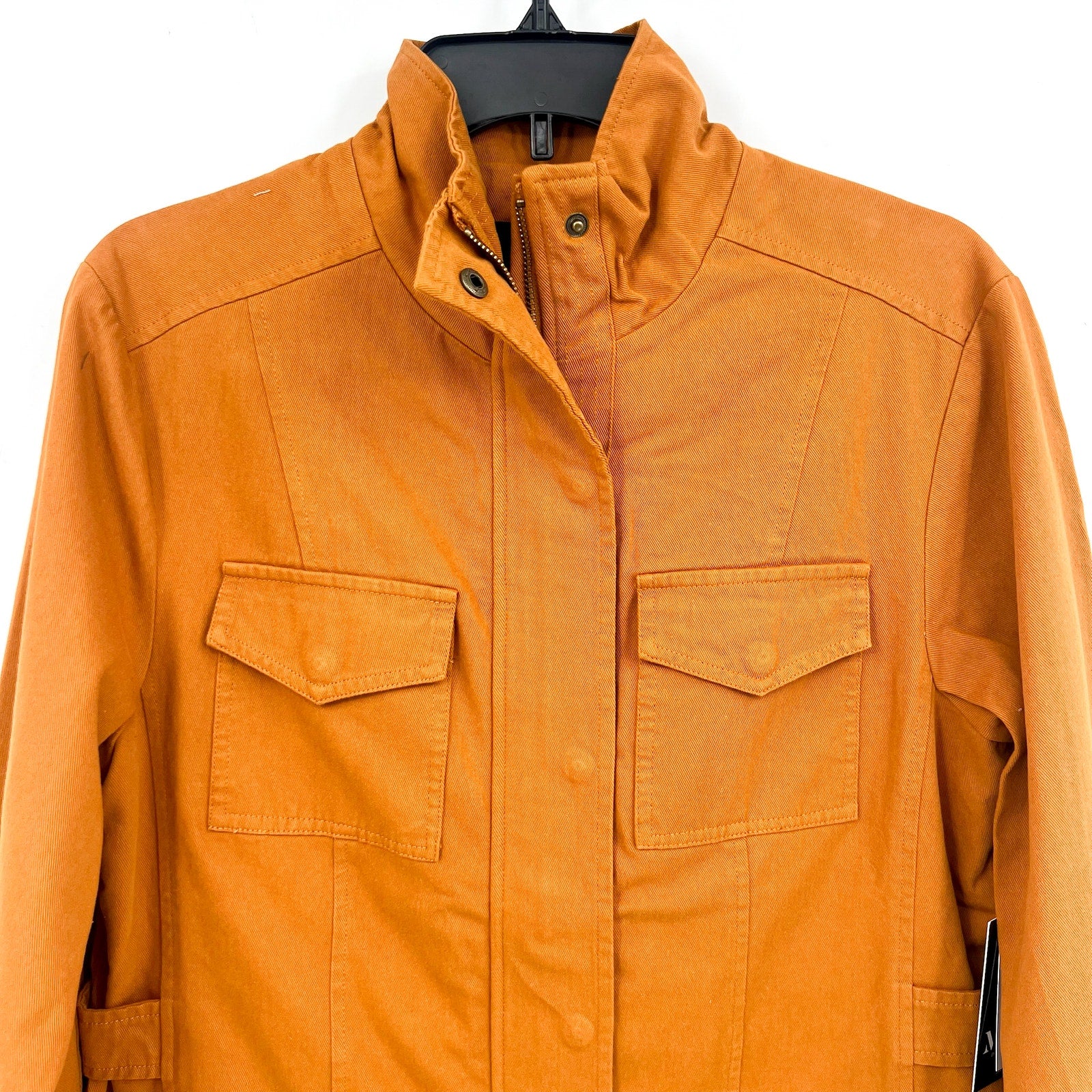 MO-KA BY SANTA FE APPAREL Jacket Small Orange Snap Button 100% Cotton NWT