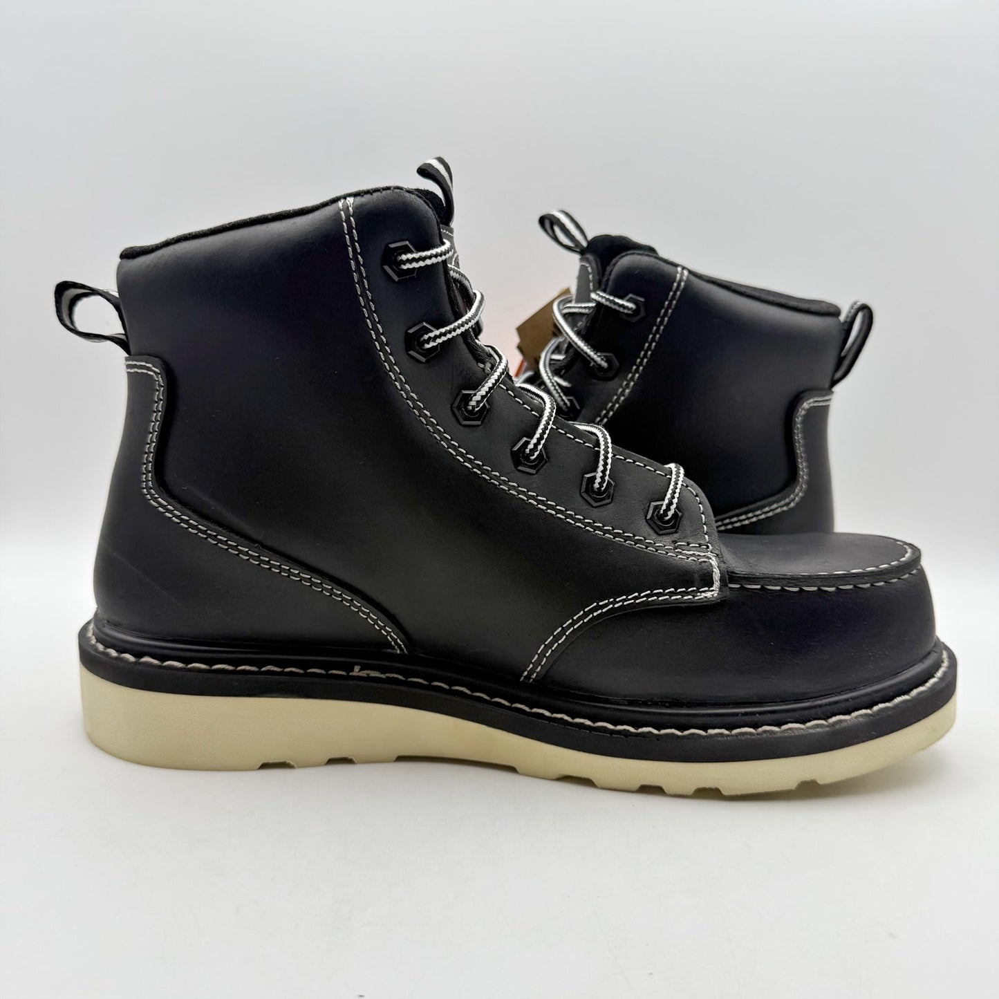 AVENGER Men Wedge Moc Carbon Safety Toe Work Boot US 7 Wide Black Leather WP NIB