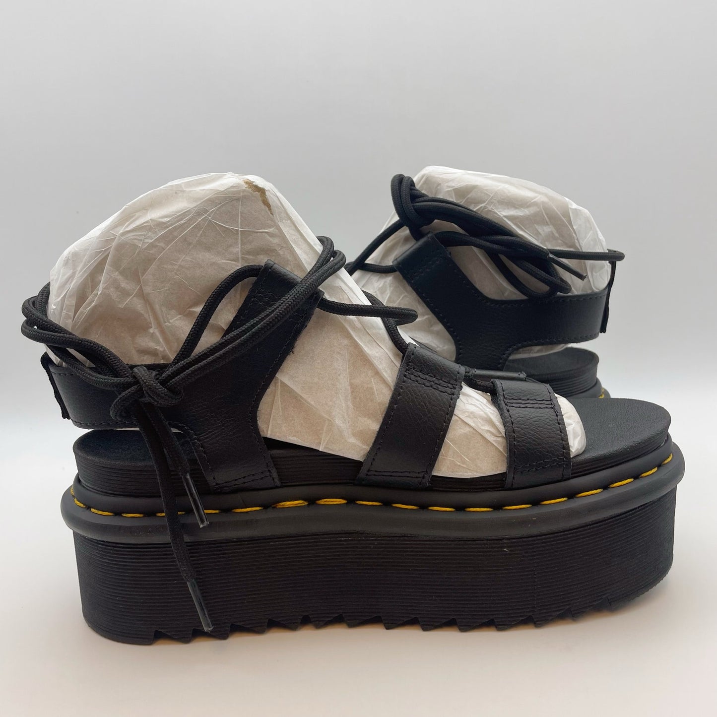 Dr. Marten Women Nartilla Long Platform Strappy Lace Sandal US 7 EU 38 Black NIB