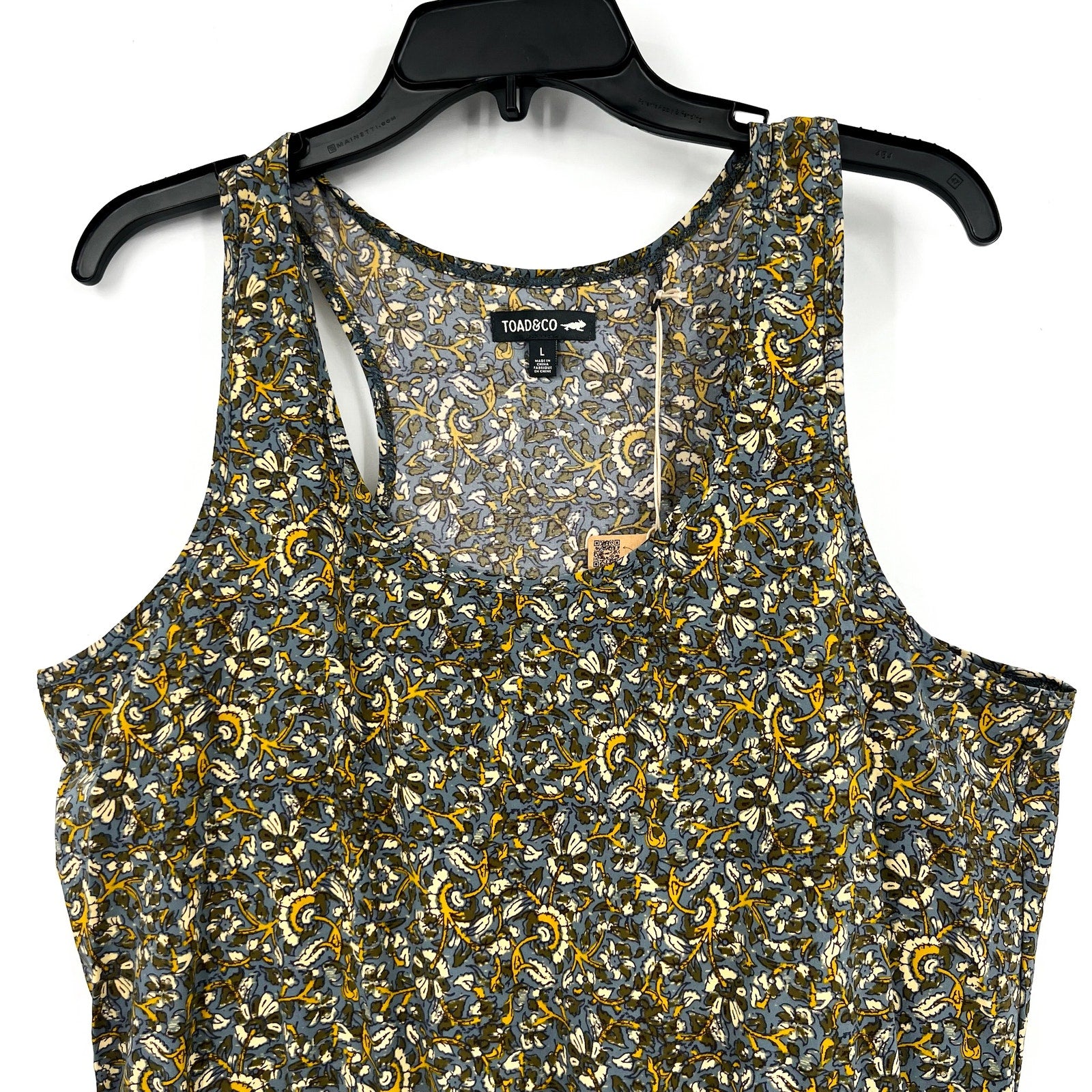 TOAD & CO Womens Sunkissed Livvy Tank Dress Large Green Black Floral NWT