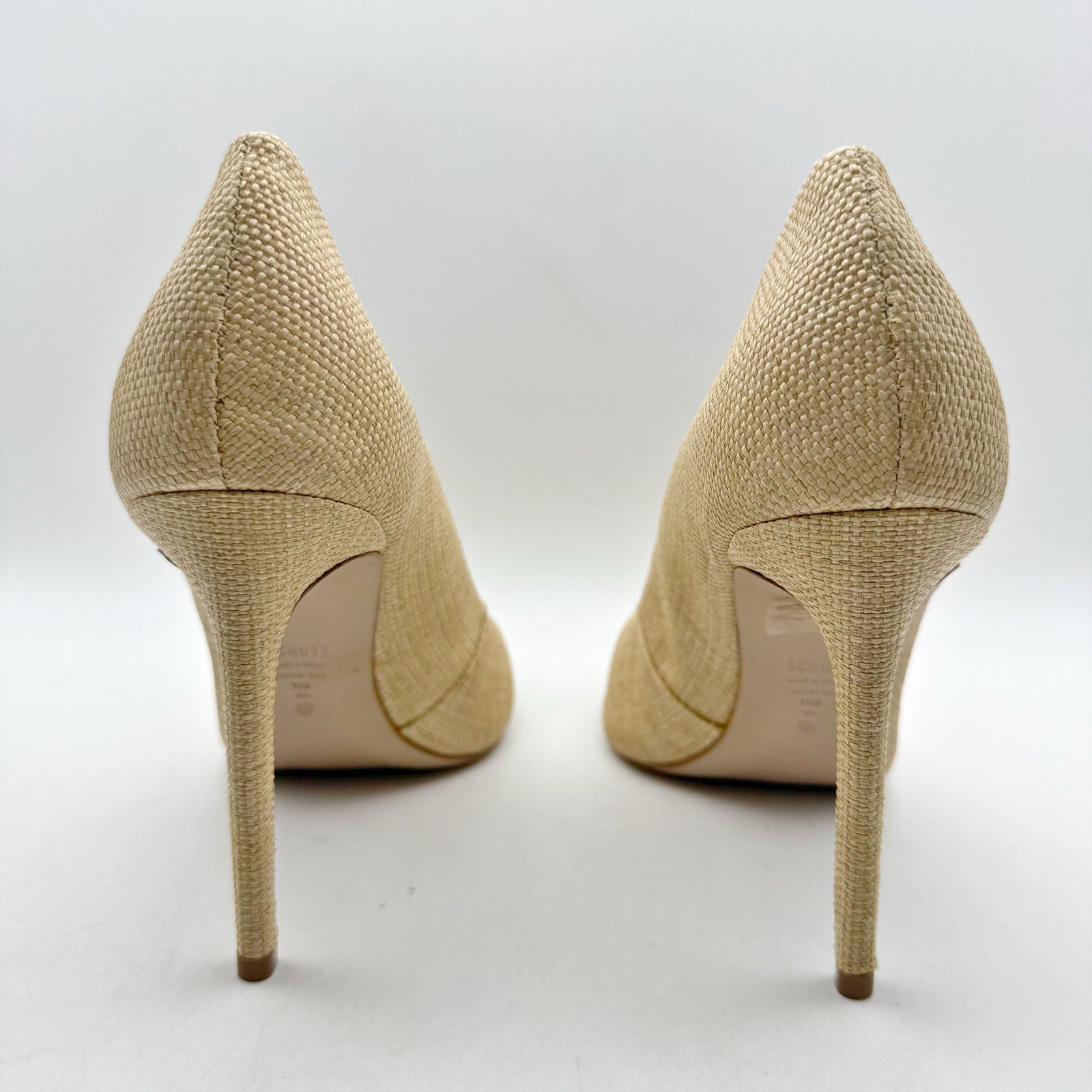 Schutz Womens Lou Slip On Pumps US 11 B Beige Tan Raffia NIB