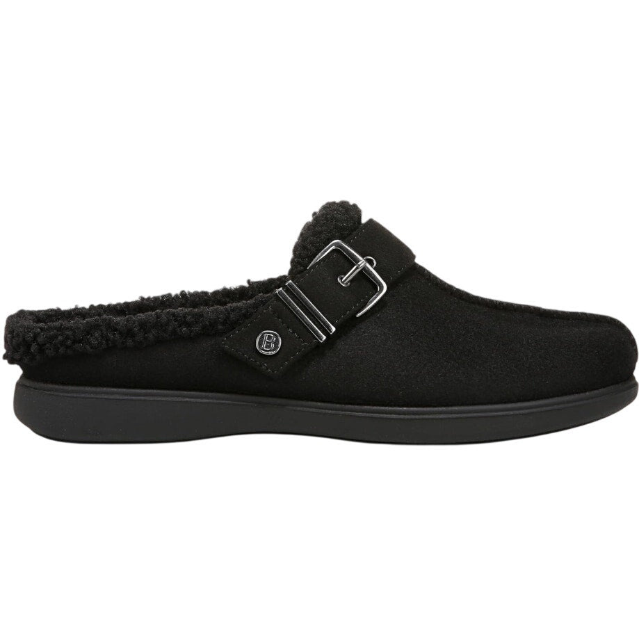Bzees Womens Eternity Mules Size 10 M EU 41 Black Slip On Fleece Faux Fur NIB