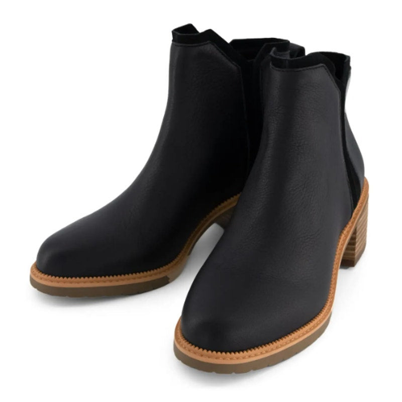 TOMS Womens Hailey Ankle Booties Size 7.5 Black Leather Water Resistant NIB