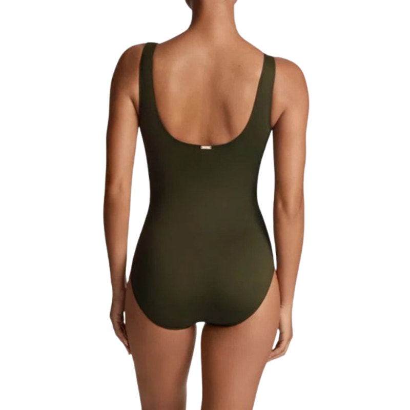 LAUREN RALPH LAUREN Womens Ring One Piece Swimsuit Size 4 Olive Green OTS NWT