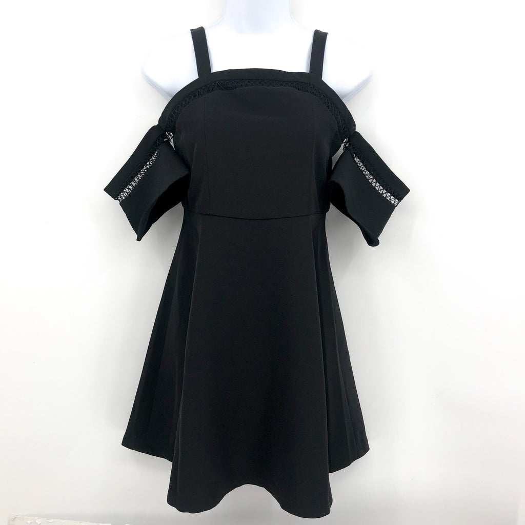 BARDOT JUNIOR Girls Isla Skater Dress Size 16 Black Cold Shoulder NWT