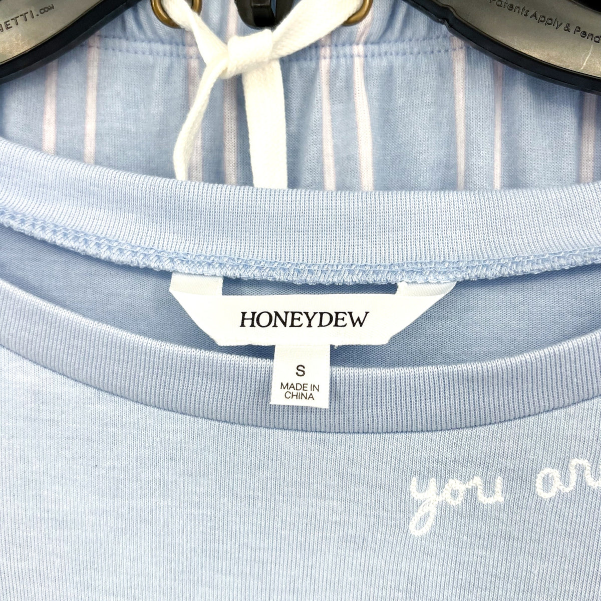 HONEYDEW Star Seeker Brushed Jersey Pajama Set Small Blue Moonstruck Stripe NWT