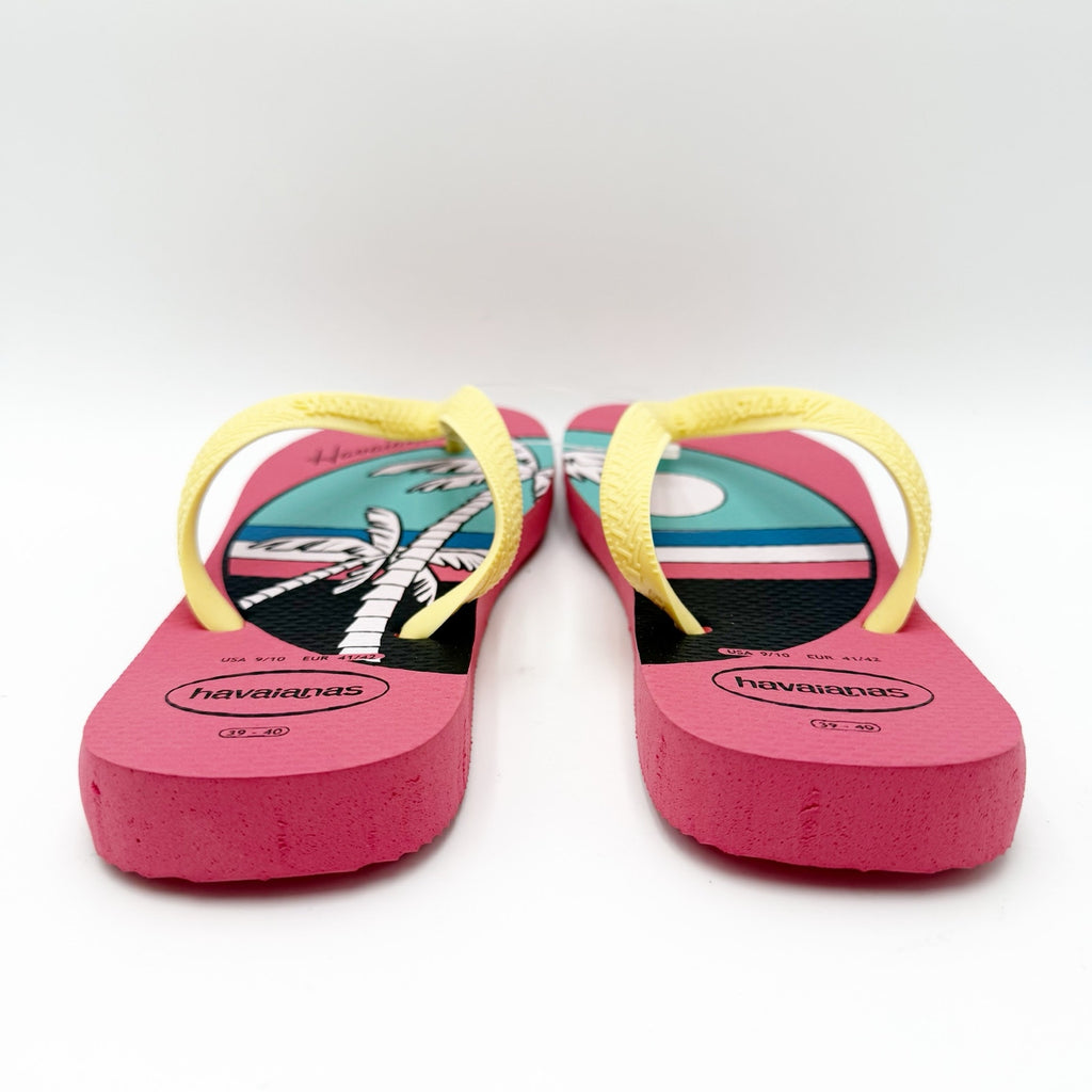 Havaianas Womens Top Vibes Flip Flops US 9-10 EU 39-40 Pink Tropical NWOB