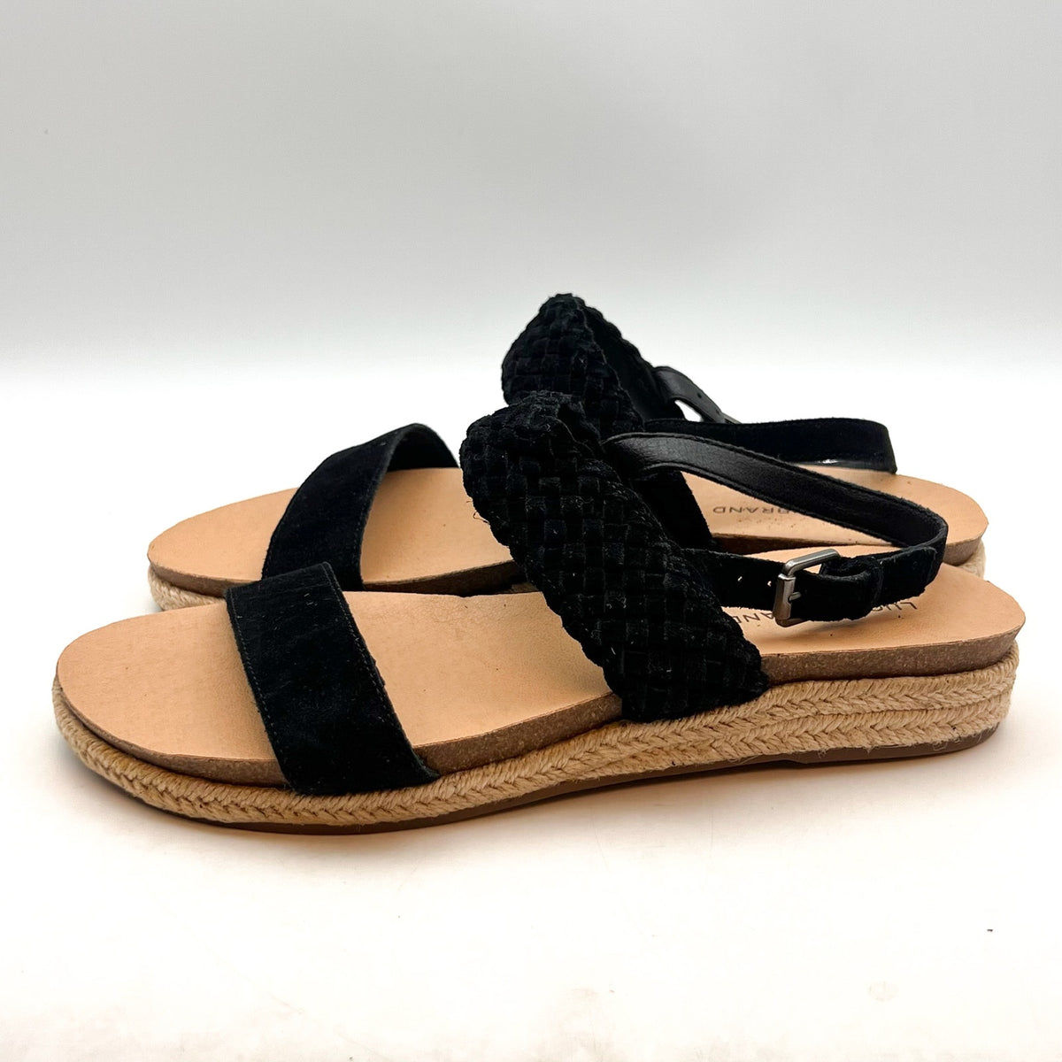 LUCKY BRAND Women's Gloreah Espadrille Flat Sandals Size 8.5M Black NWOB