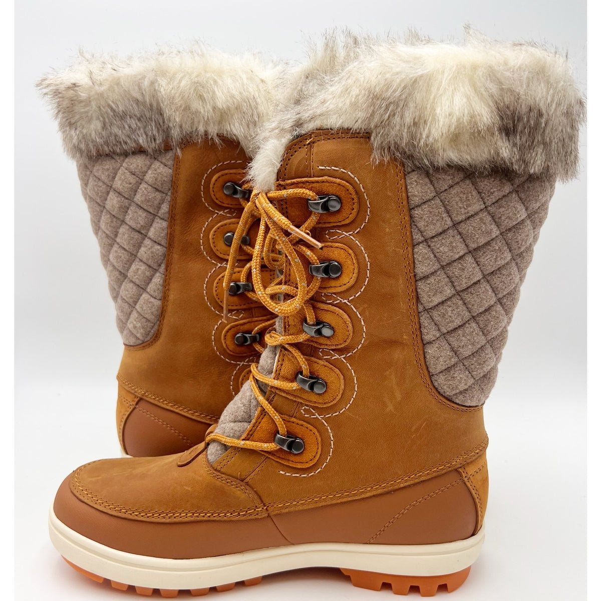 Helly Hansen Womens Garibaldi Vl Winter Boots US 8 Tan Leather Insulated WP NWOB