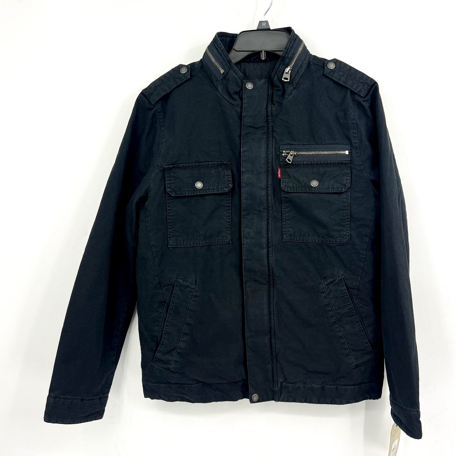 LEVI'S Men's Cotton Utility Jacket Small Dark Navy Blue Zip-Front Lined NWT