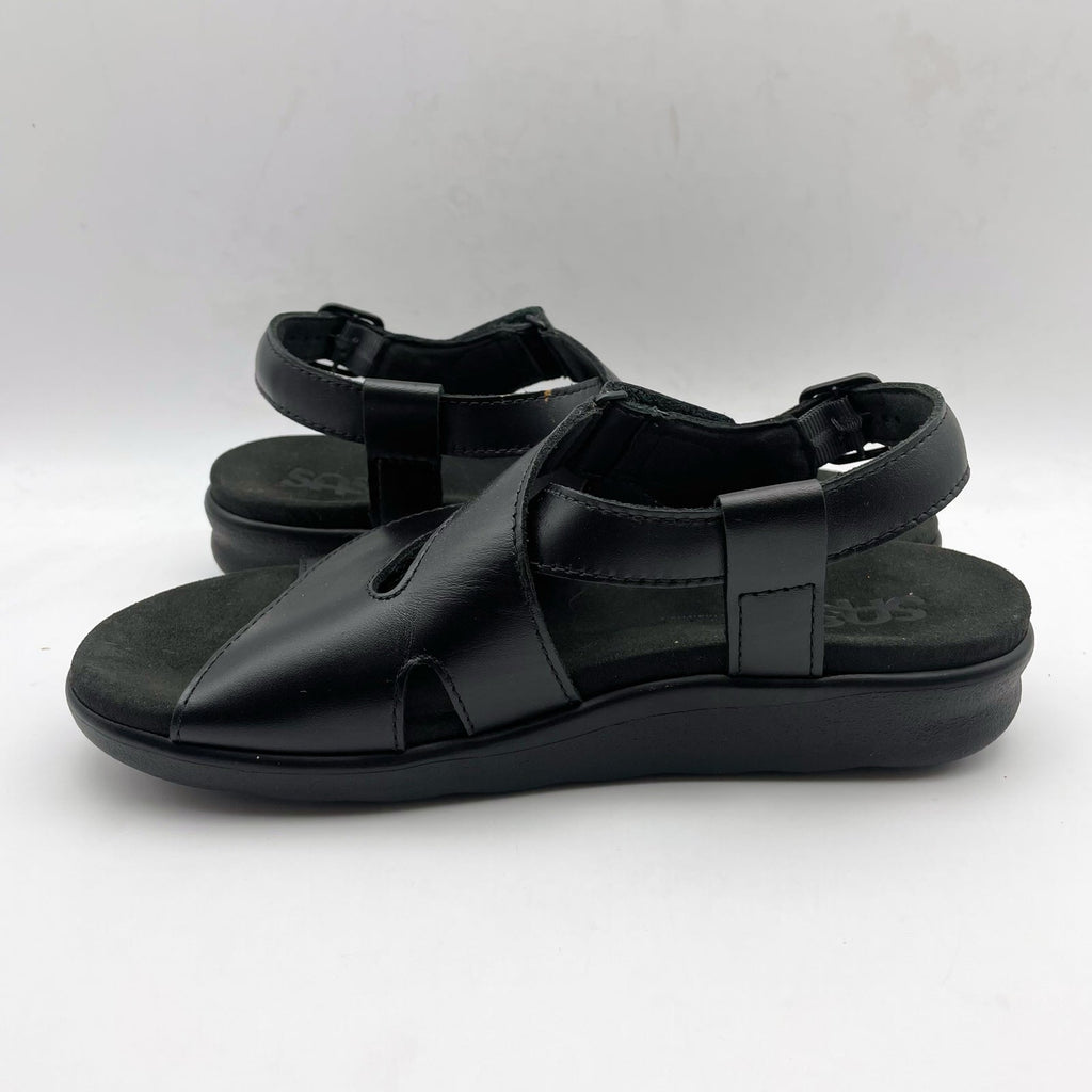 SAS Womens Huggy Adjustable Comfort Sandal US 6.5M EU 37 Black Leather NWOB