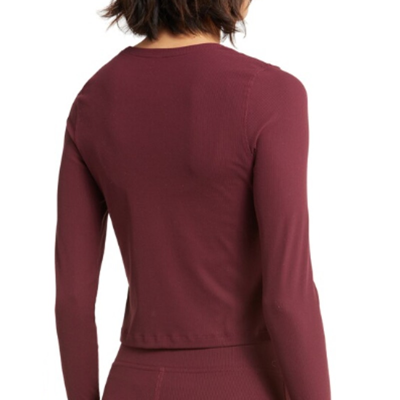 OUTDOOR VOICES Womens SuperForm Rib Crop Top XXS Red Shiraz Long Sleeve NWT