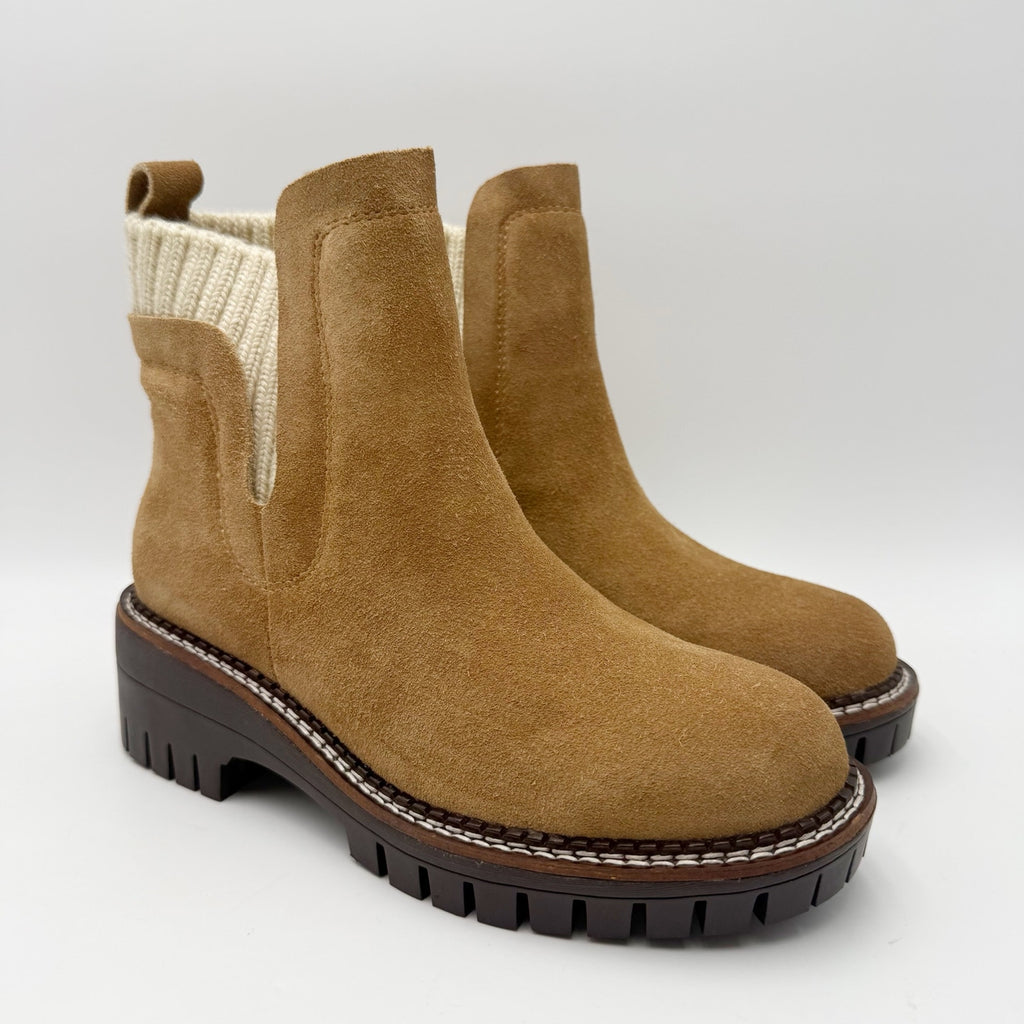 Vintage Havana Womens Everett Ankle Boots Size 5.5 Chestnut Tan Suede NIB