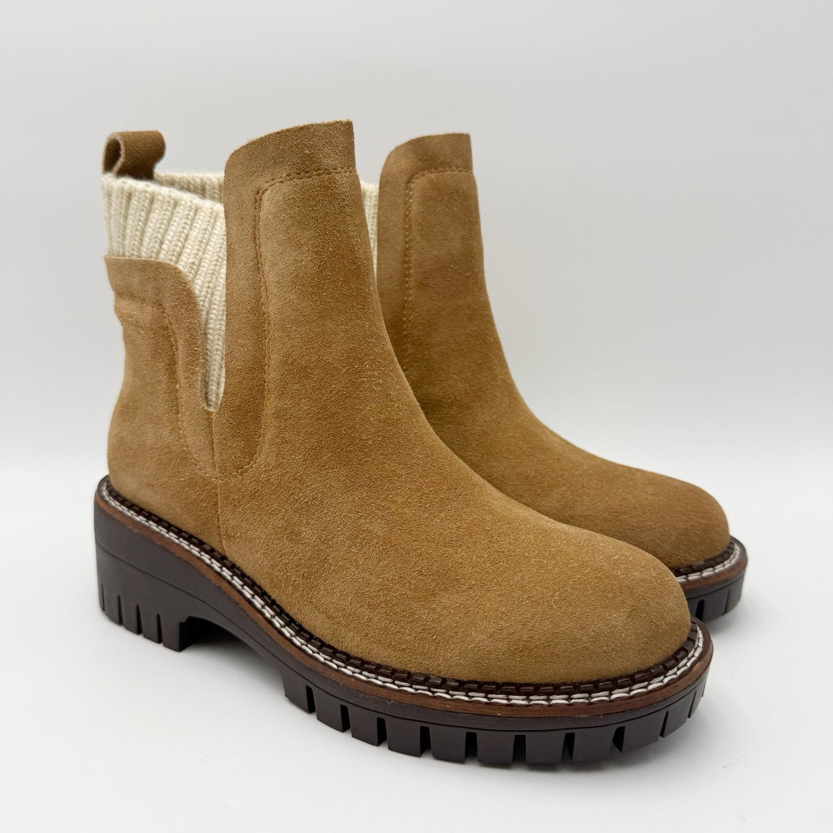 Vintage Havana Womens Everett Ankle Boots Size 5.5 Chestnut Tan Suede NIB