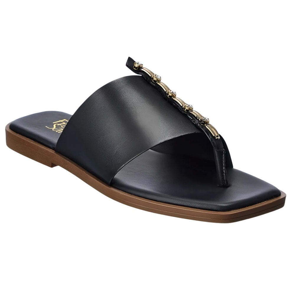 Franco Sarto Womens Megs Sandals SIZE 9 M EU 39 Black Leather Rhinestone NIB