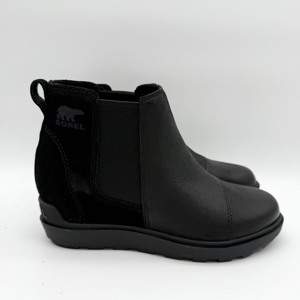 Sorel Womens Evie ll Chelsea Ankle Bootie US 7 EU 38 Black Suede Waterproof NIB