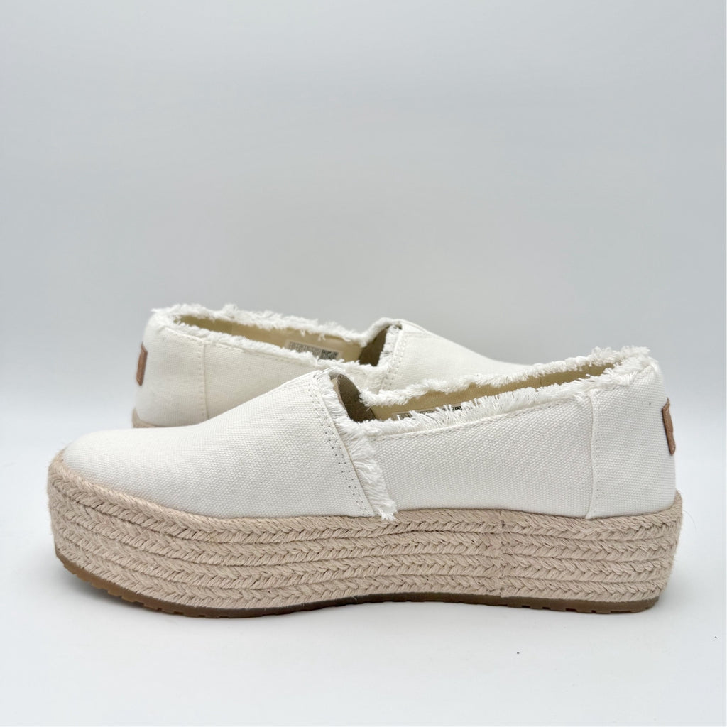 TOMS Womens Valencia Platform Slip On Shoes Size 7.5 White Canvas Casual NWOB