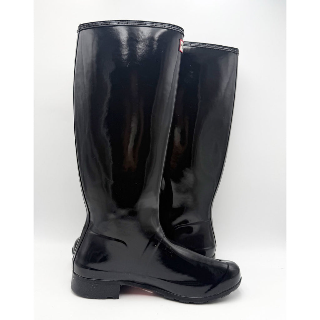 Hunter Womens Original Tall Gloss Rain Boots US 10 Black Waterproof NWOB