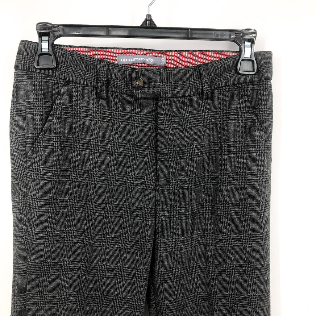 APPAMAN Boy's Two-Piece Stretchy Mod Suit Set Size 12 Grey Glen Plaid NWT