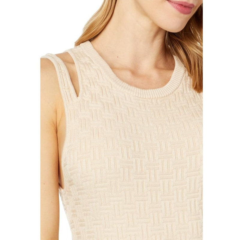 MONROW Women's Supersoft Sweater Knit Tank Midi Dress Small Cream Sleeveless NWT