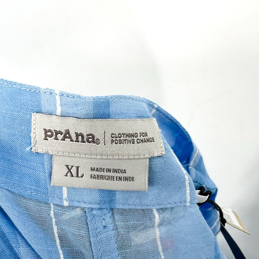 PRANA Women's Marina Bay Tunic Cover Up XL Blue Clear Sky Cotton Dress NWT