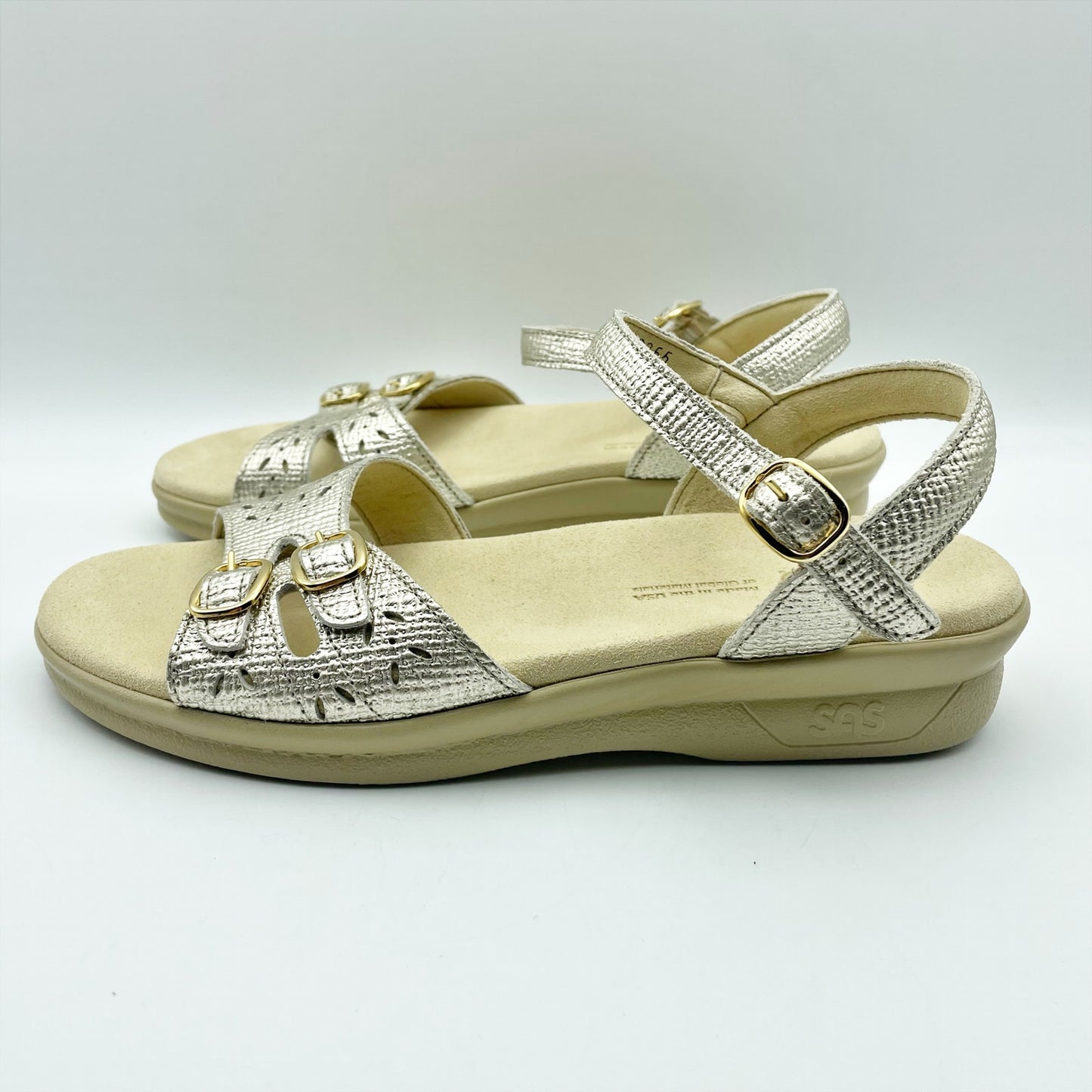 SAS Womens Duo Adjustable Comfort Sandal US 8.5 M EU 39 Gold Leather NWOB