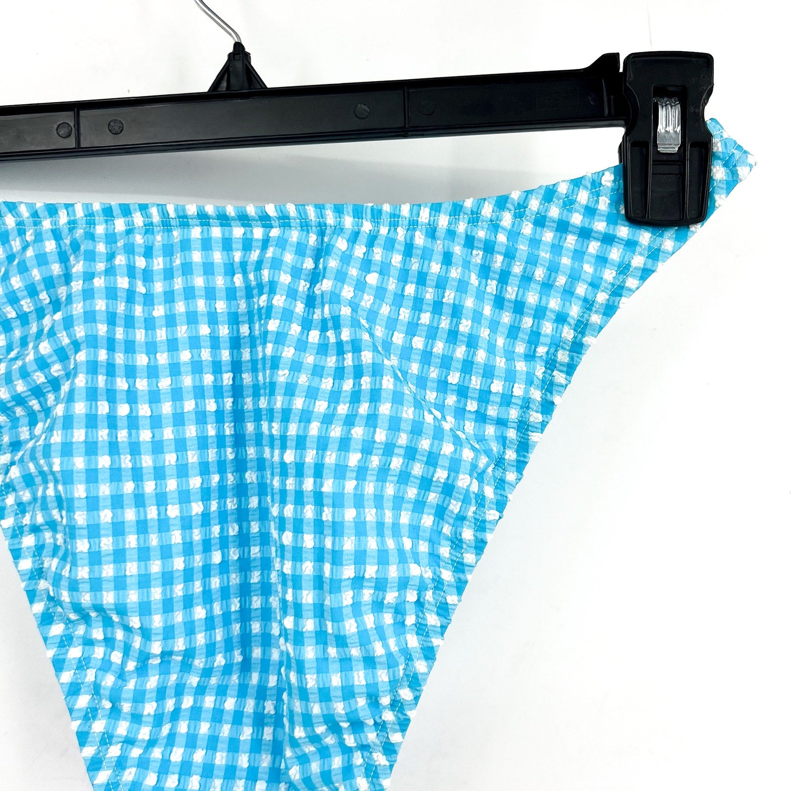 LILLY PULITZER Pico High-Cut Bikini Bottom SIZE 6 Blue White Crinkle Gingham NWT
