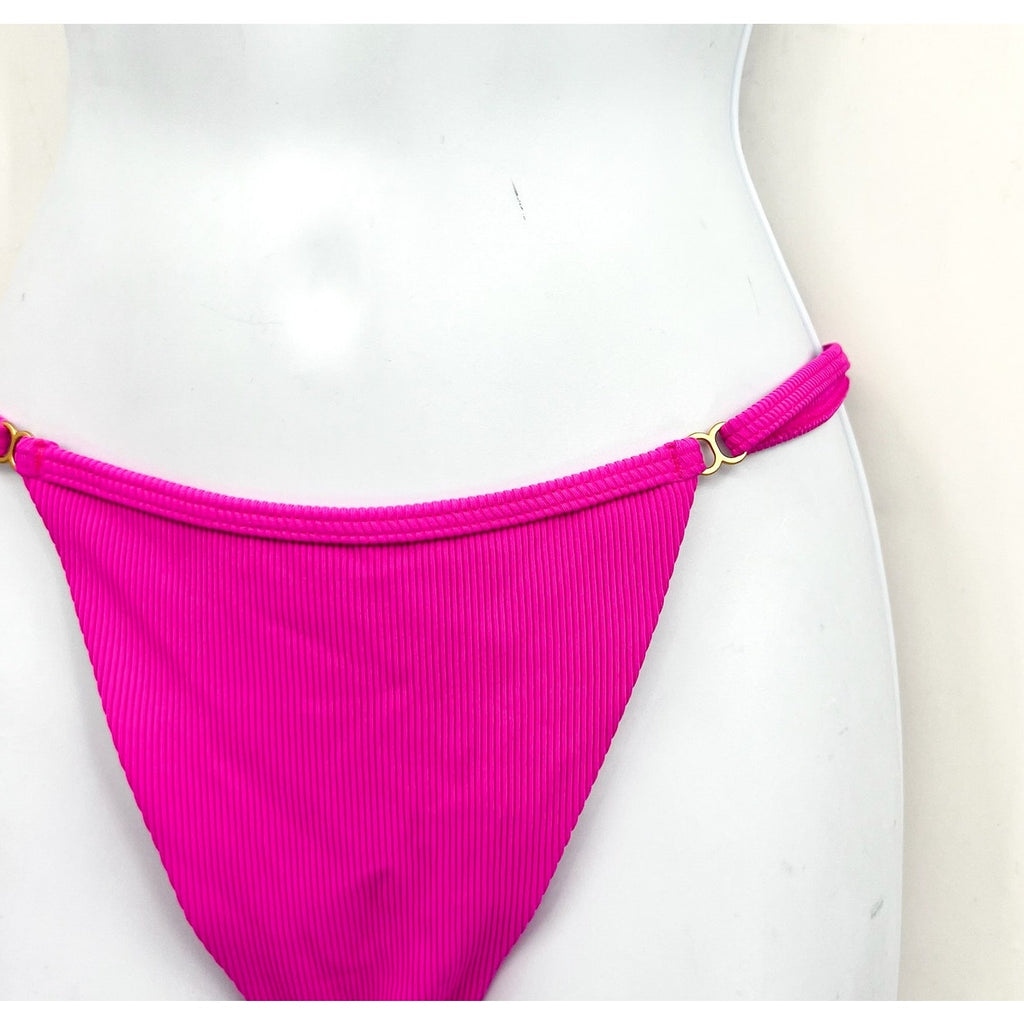 L*SPACE Women's Remi Bitsy Bikini Bottom Medium Pink Bright Fuchsia Cheeky NWT