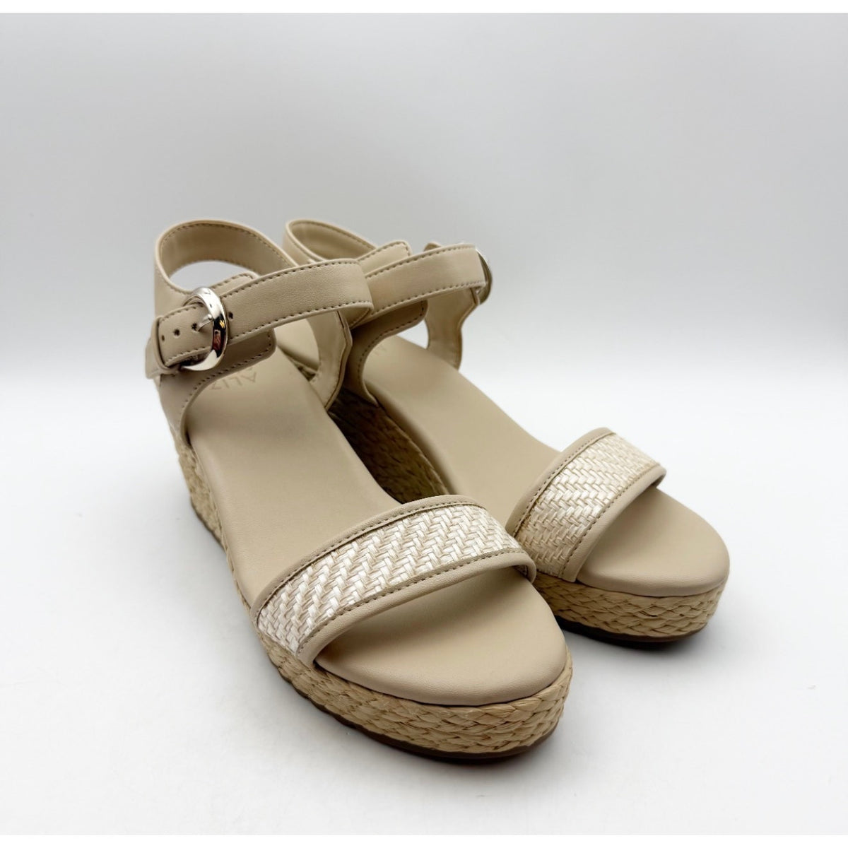 Naturalizer Women's Stella 2 Espadrille Wedge Sandals Size 8 M Beige Leather NIB