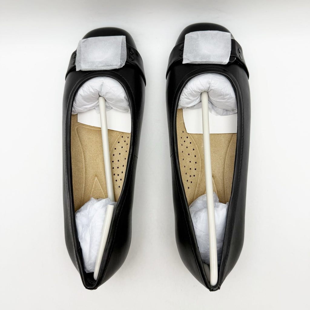 Trotters Womens Sizzle Signature Flat US 8.5 WW EU 39 Black Leather Slip On NIB