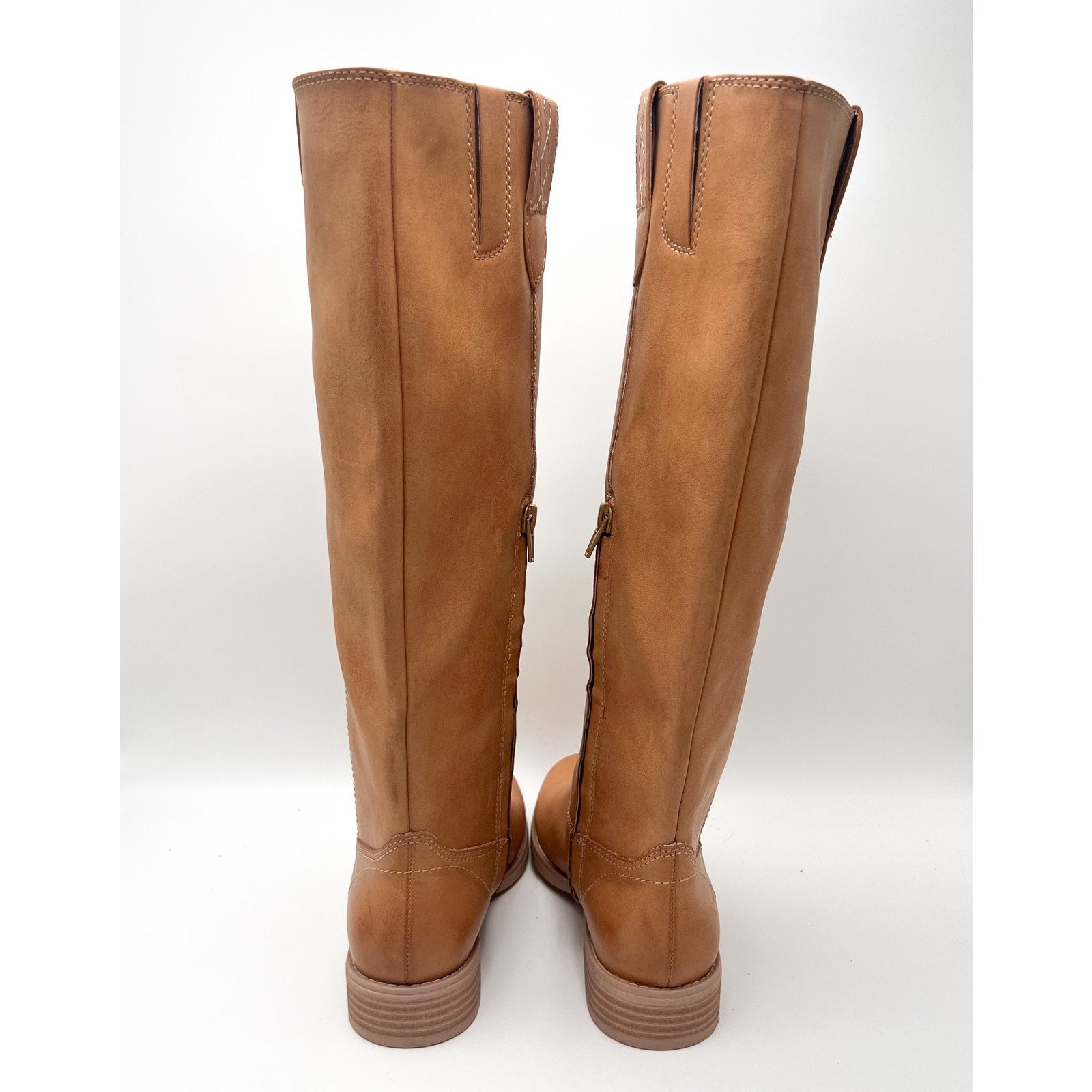 CROWN VINTAGE Womens Feya Knee High Boots Size 6 M EU 36.5 Tan Zip Heeled NWOB