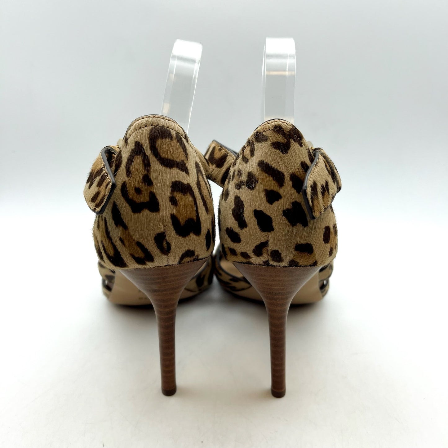 Lauren Ralph Lauren Gisella Haircalf Heel Sandals US 9.5 B Cheetah Leather NWOB