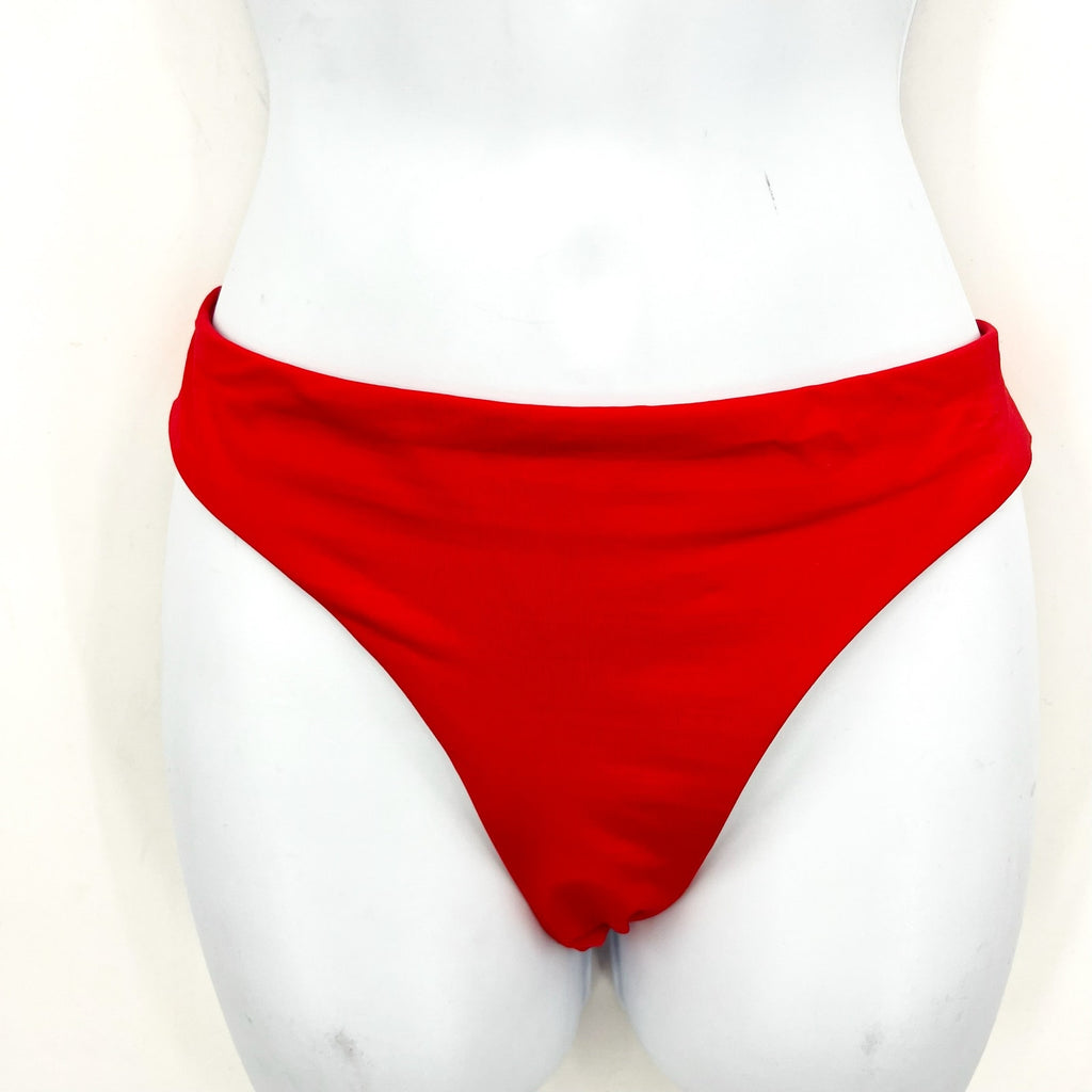 BECCA Women's Adela Ruched Hipster Bikini Bottom Small Fire Red NWT