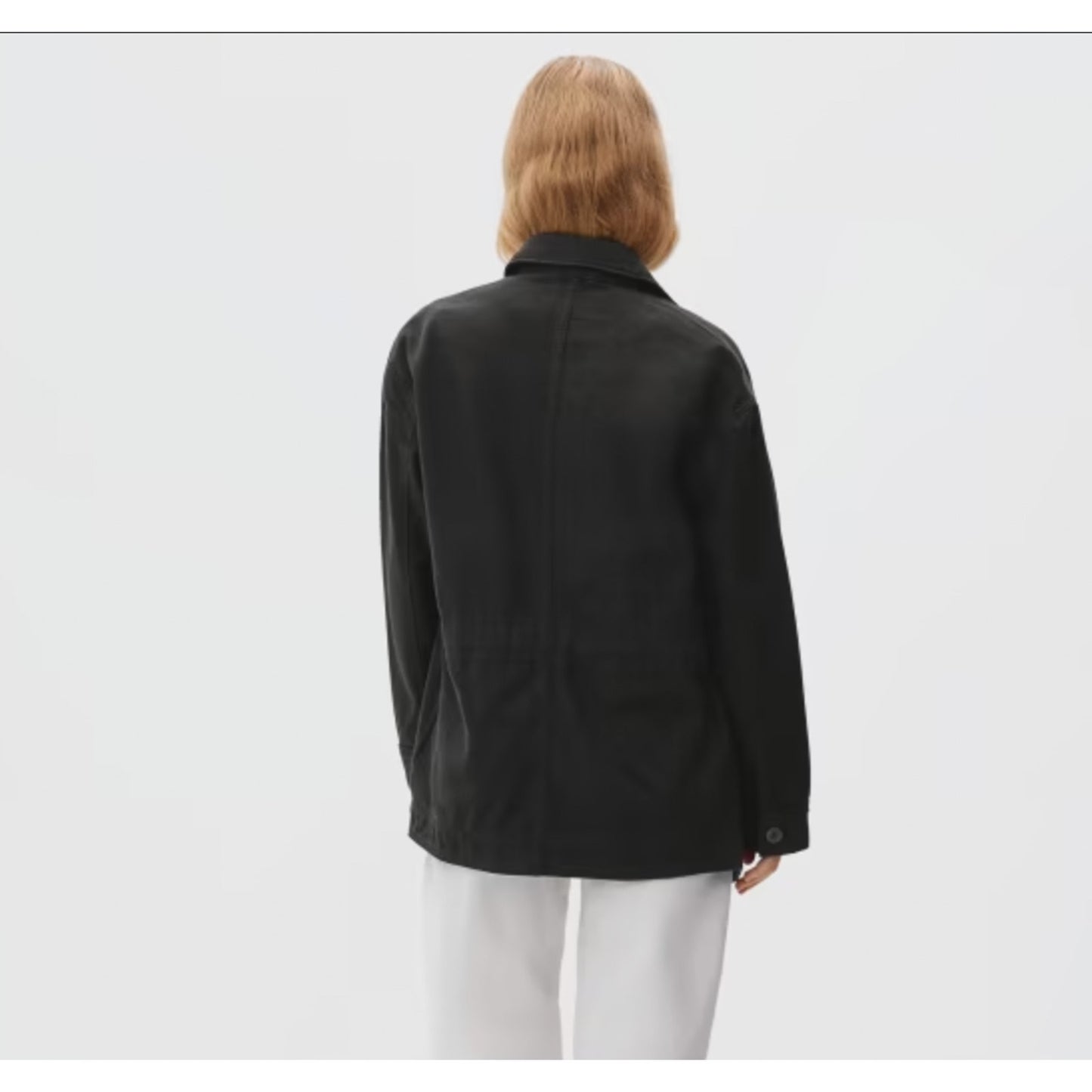 Everlane Womens The Cinchable Chore Jacket XS Black Cotton Canvas NWT