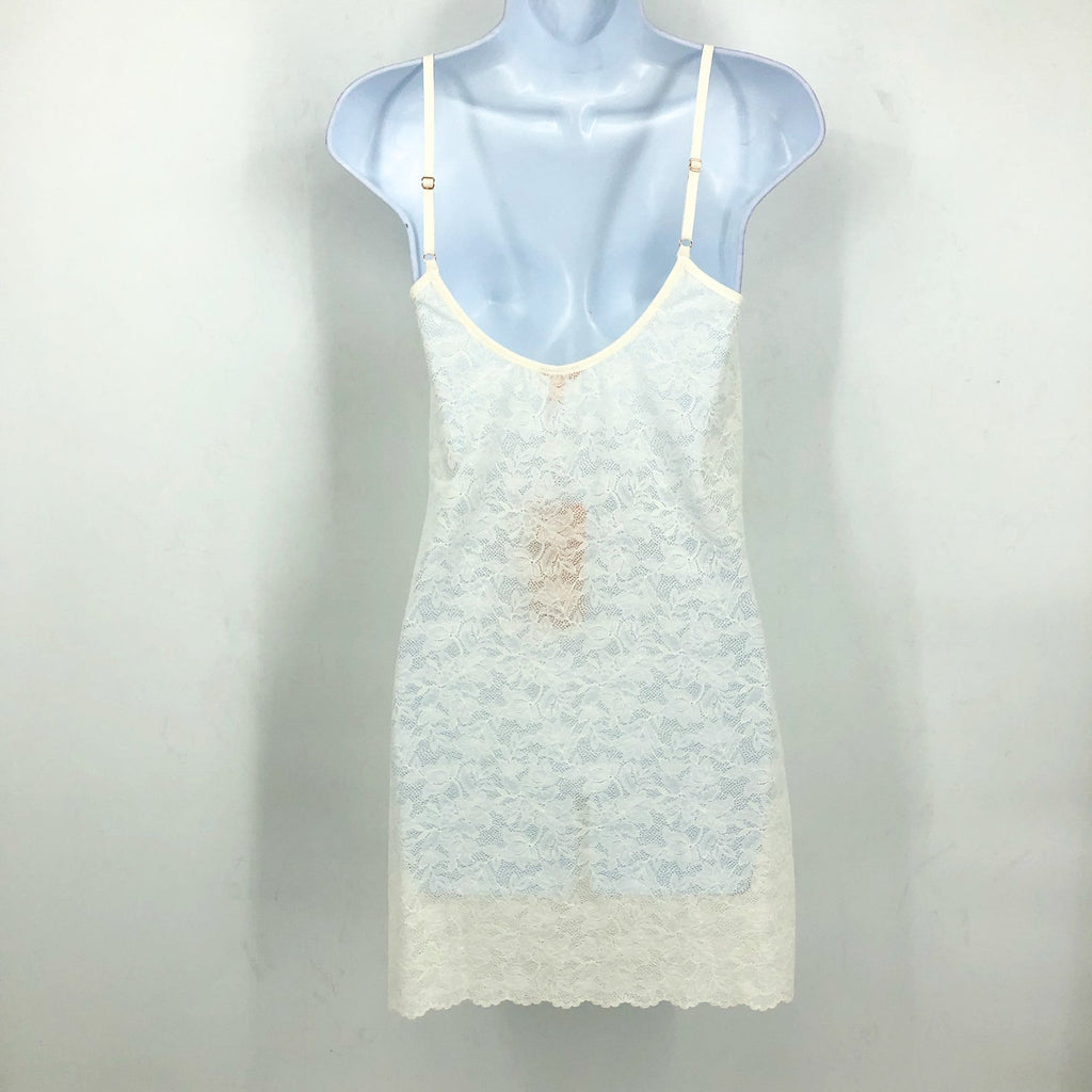 EBERJEY Women's Soft Stretch Slip Chemise Medium Ivory Lace Scoop Back NWT