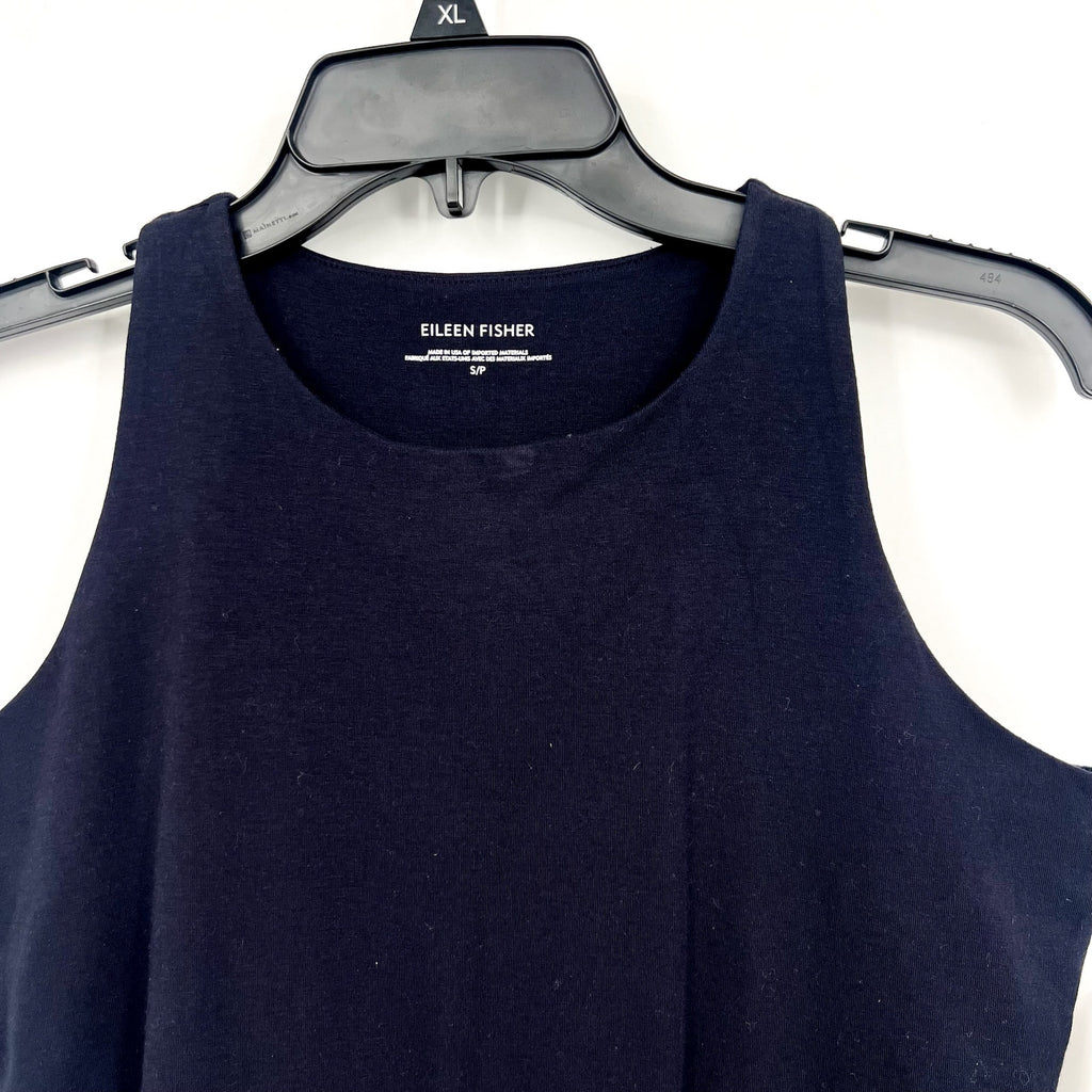 EILEEN FISHER Womens Organic Cotton Stretch Jersey Tank Small Dark Navy Blue NWT