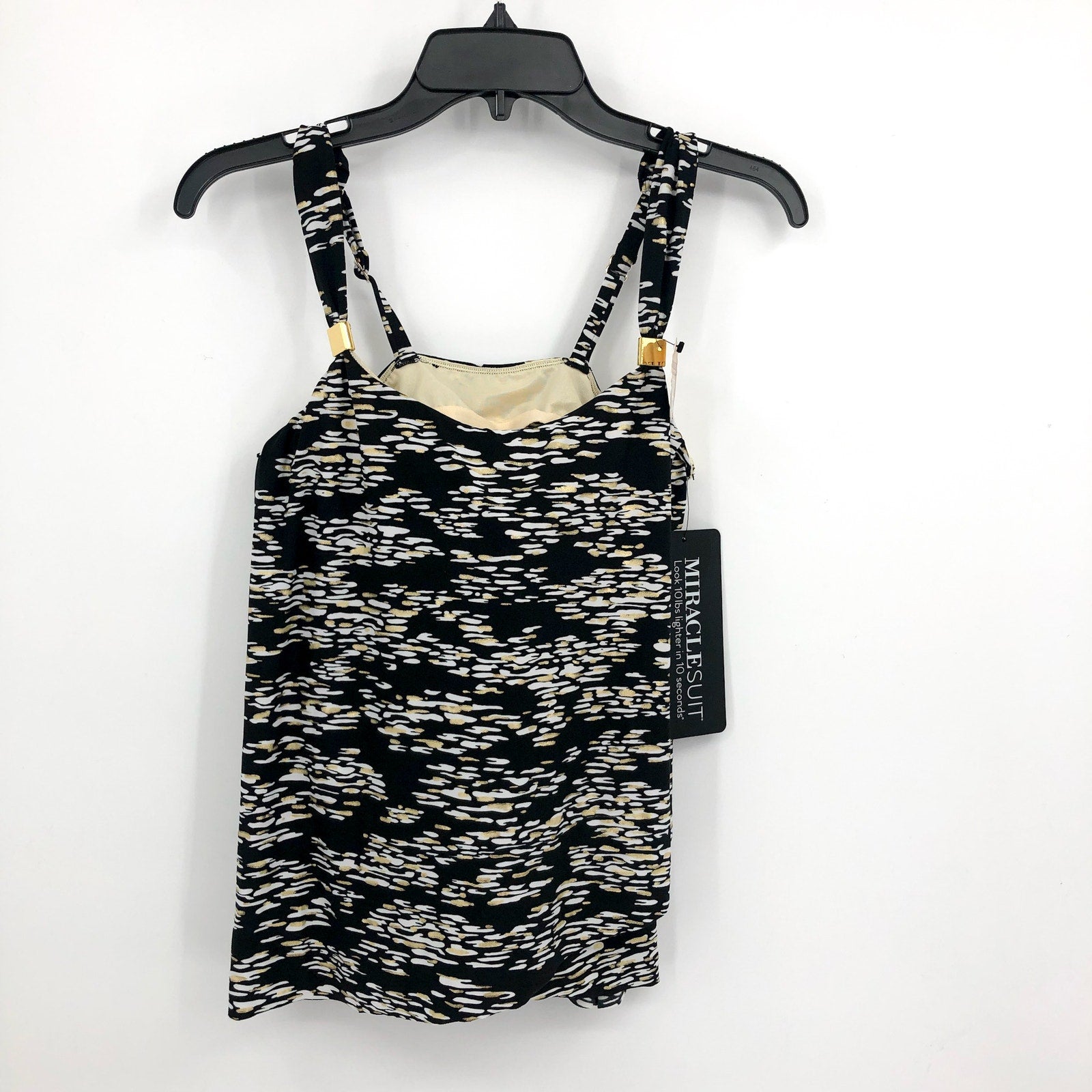 MAGICSUIT Women's Zari Dazzle Tankini Top Size 8 Black White Print Swimsuit NWT