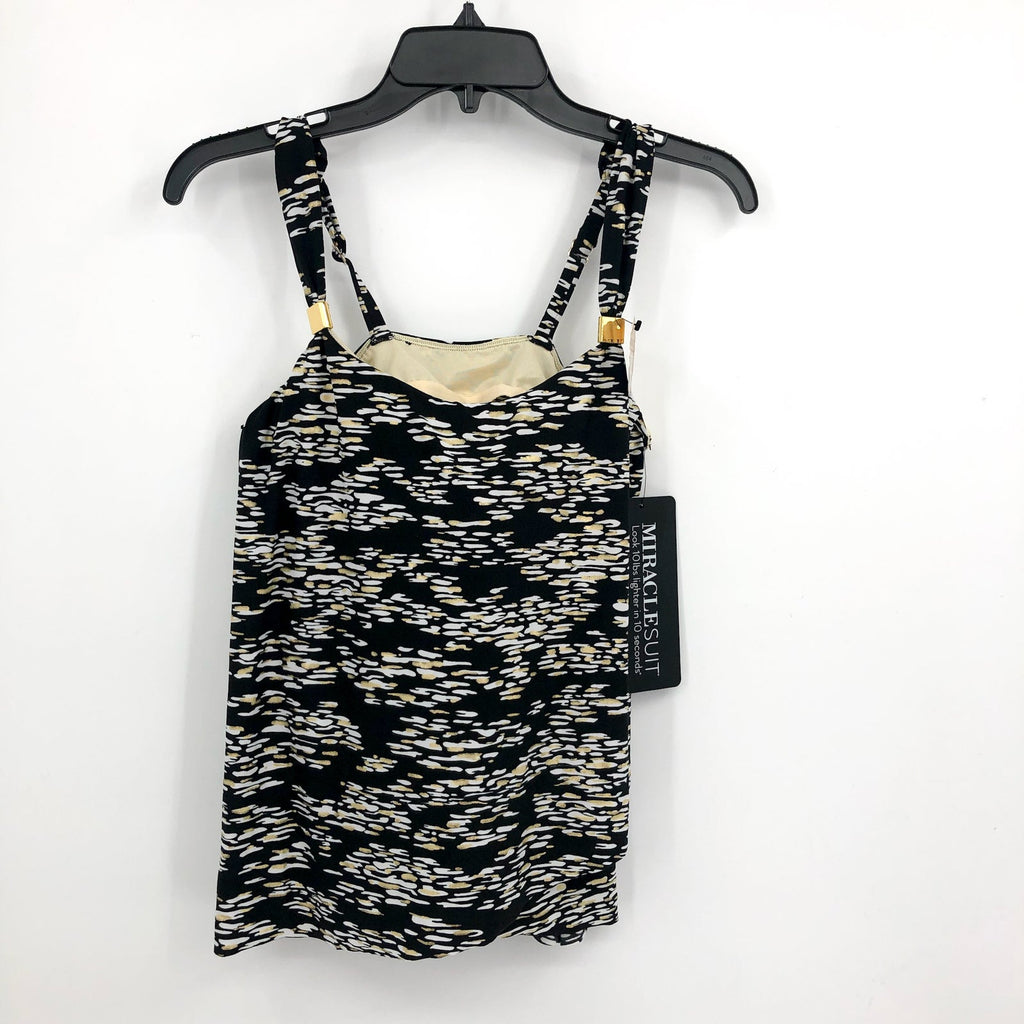 MAGICSUIT Women's Zari Dazzle Tankini Top Size 8 Black White Print Swimsuit NWT