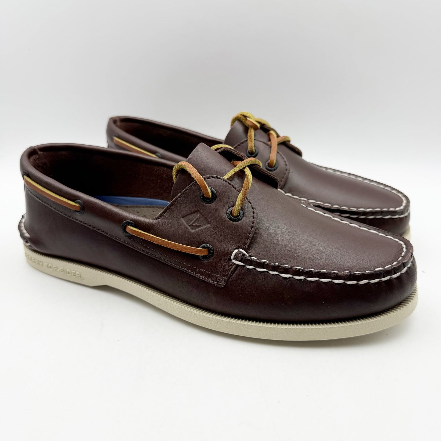 Sperry Mens Authentic Original 2-Eye Boat Shoes US 8 XW EU 41 Brown Leather NIB
