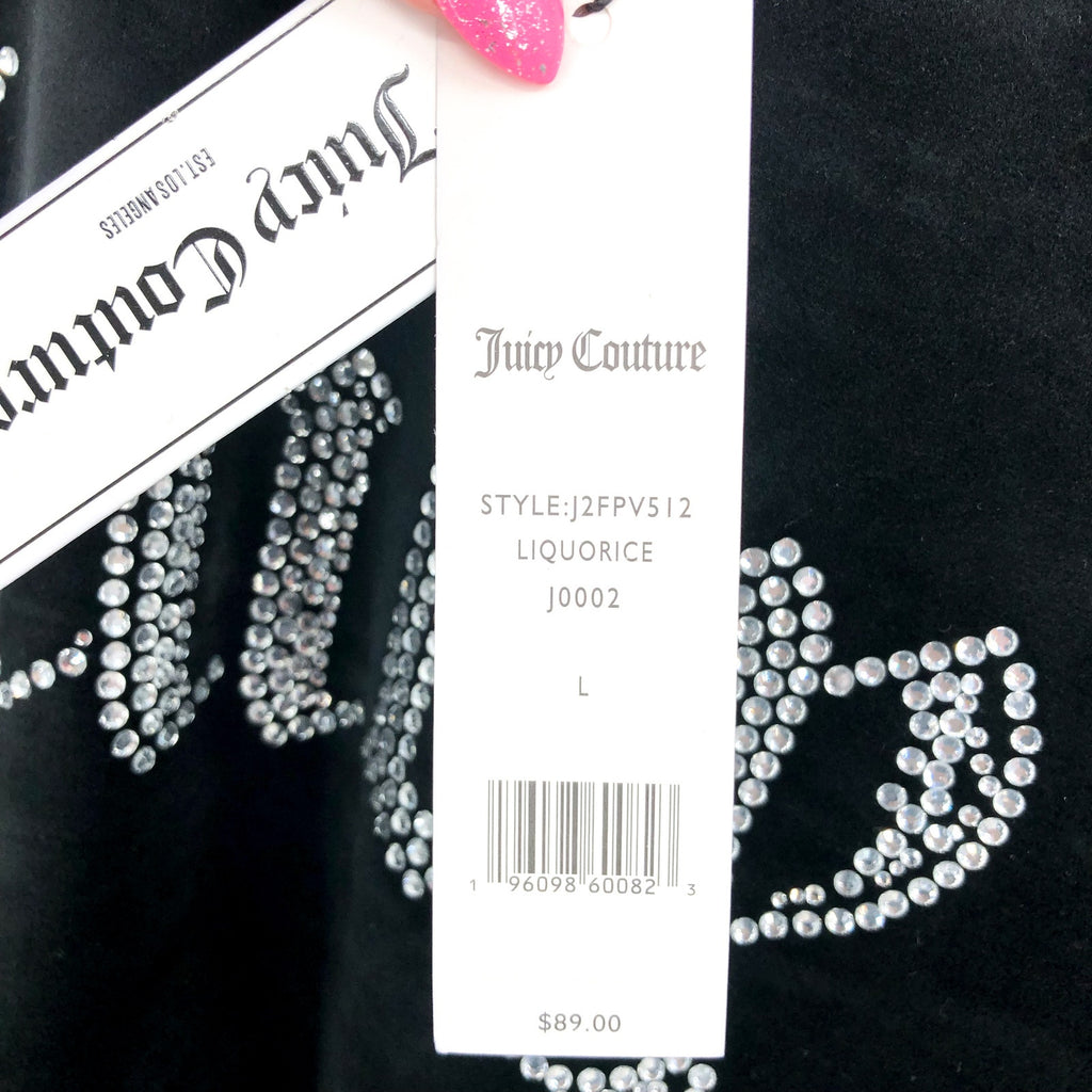 JUICY COUTURE Womens Balloon Sleeve Crop Sweatshirt Large Black Liquorice NWT