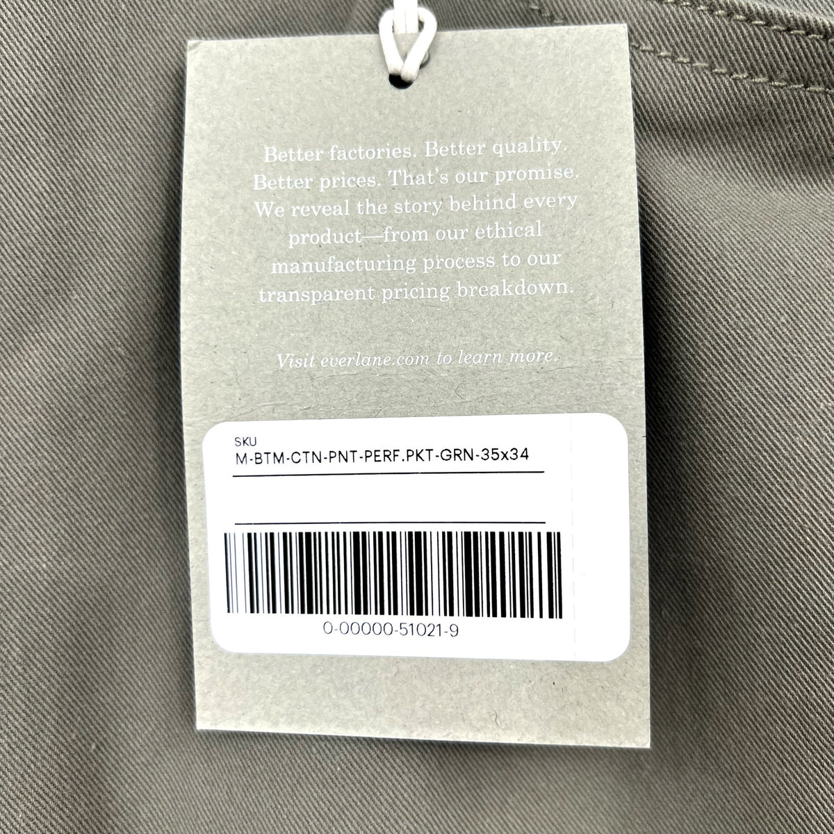 EVERLANE Men's The Performance 5-Pocket Pants 35x34 Green Chinos NWT