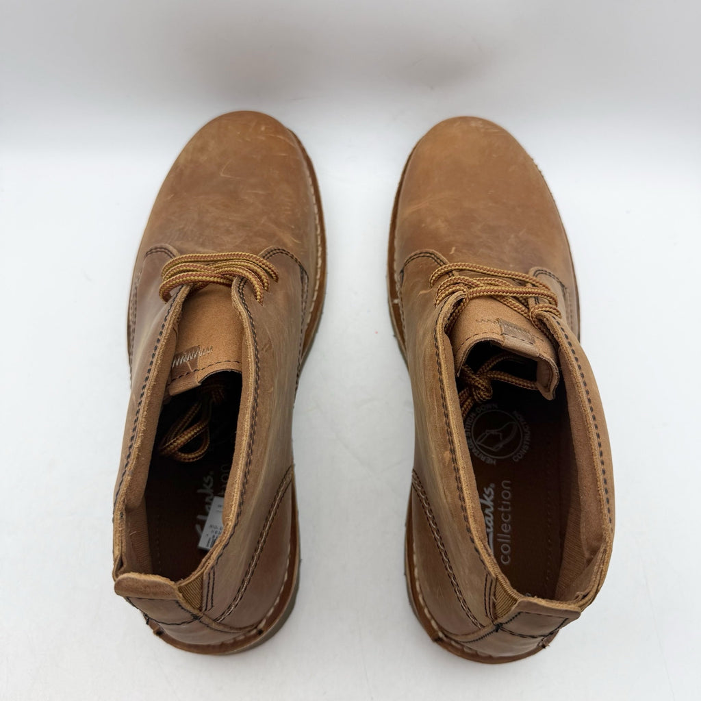 Clarks Mens Eastridge Mid Chukka Boots Size 10 WIDE EU 43 Brown Leather NWOB