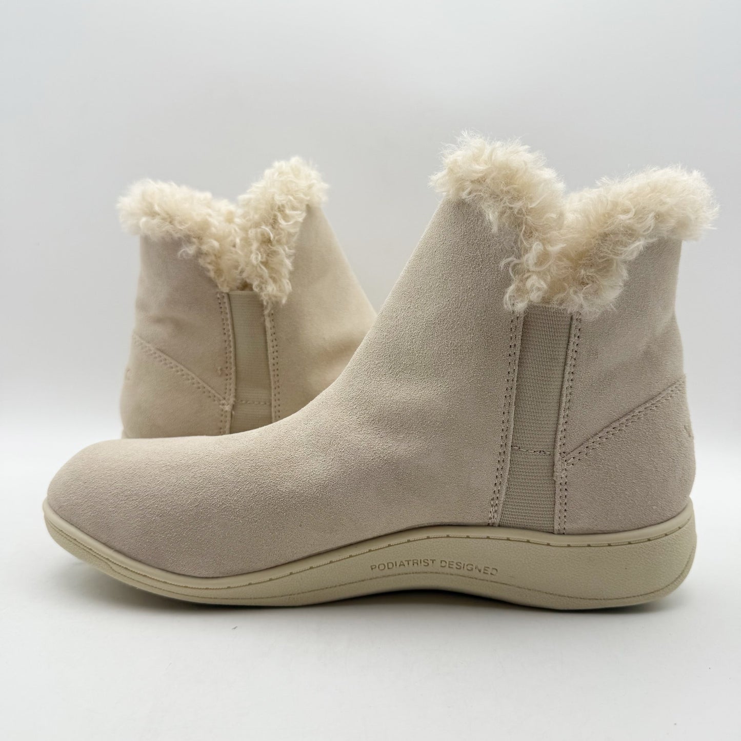 Vionic Womens Unwind Booties US 9 M EU 40 Cream Oatmeal Suede NIB